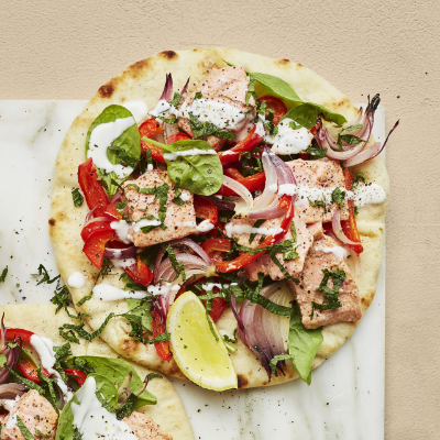 spiced-salmon-grilled-vegetable-flatbreads
