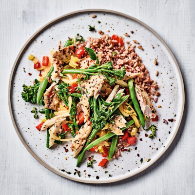 smoked-mackerel-with-vegetables-red-rice-quinoa