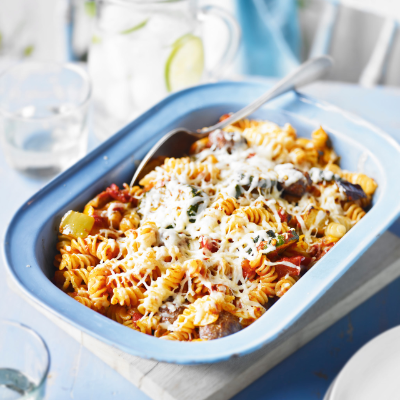spicy-meatball-pasta-bake