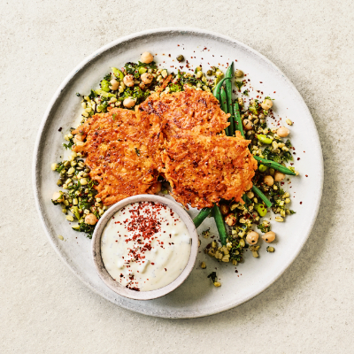 spicy-carrot-fritters-with-tzatziki