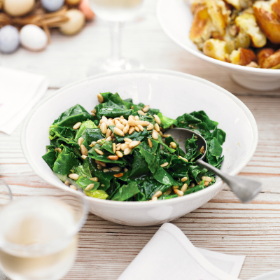 spring-greens-with-garlic-pine-nuts