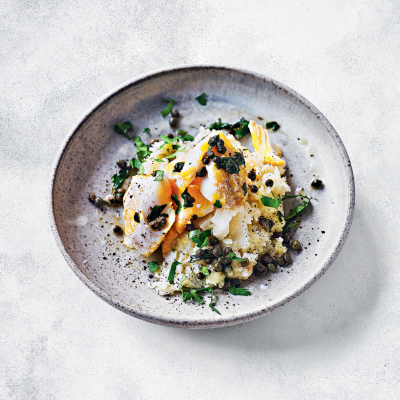 smoked-haddock-with-celeriac-capers-lemon-butter