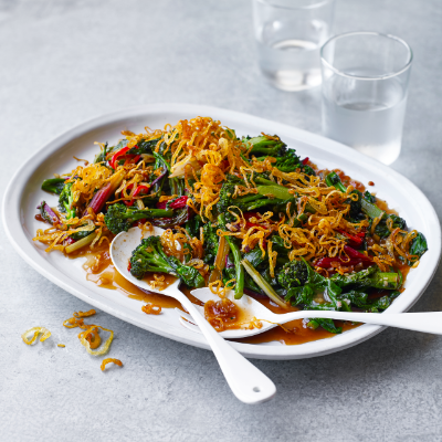 thai-style-fried-greens-with-crispy-shallots