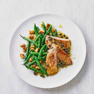 veal-escalopes-with-caper-sauce-green-bean-salad