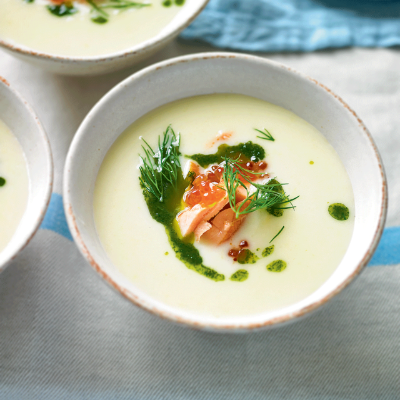 vichyssoise-with-dill-oil-smoked-trout