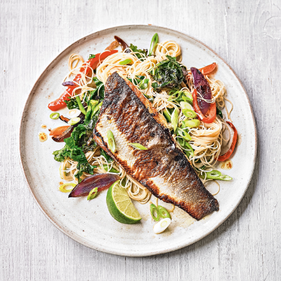 wholegrain-vegetable-noodle-stir-fry-with-grilled-sea-bass