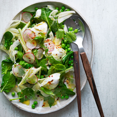warm-pea-and-spinach-salad-with-ricotta