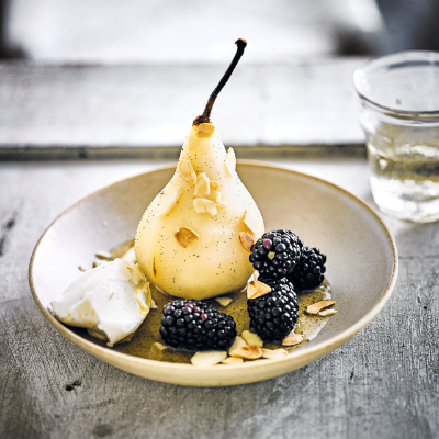 dhruv-bakers-wine-poached-pears-with-blackberries-mascarpone-almonds