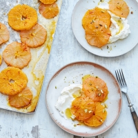 Labneh with saffron-roasted grapefruit and orange